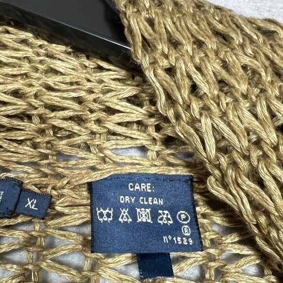 Ralph Lauren Sweater X-Large Brown Linen Open Front Shawl Cardigan Long Line - Picture 13 of 13